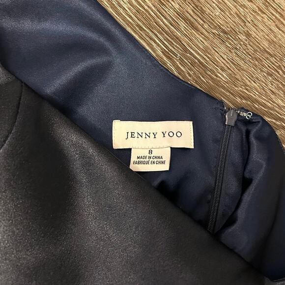 Jenny Yoo Ariana Bridesmaid Dress French Blue US 8 Square Neck Satin Crepe Gown - Picture 4 of 14